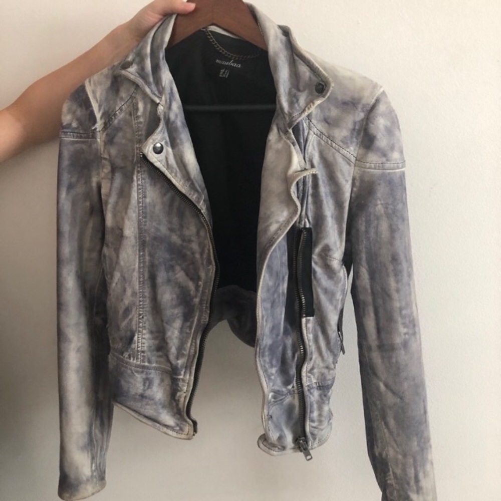 Unique genuine leather jacket distressed look